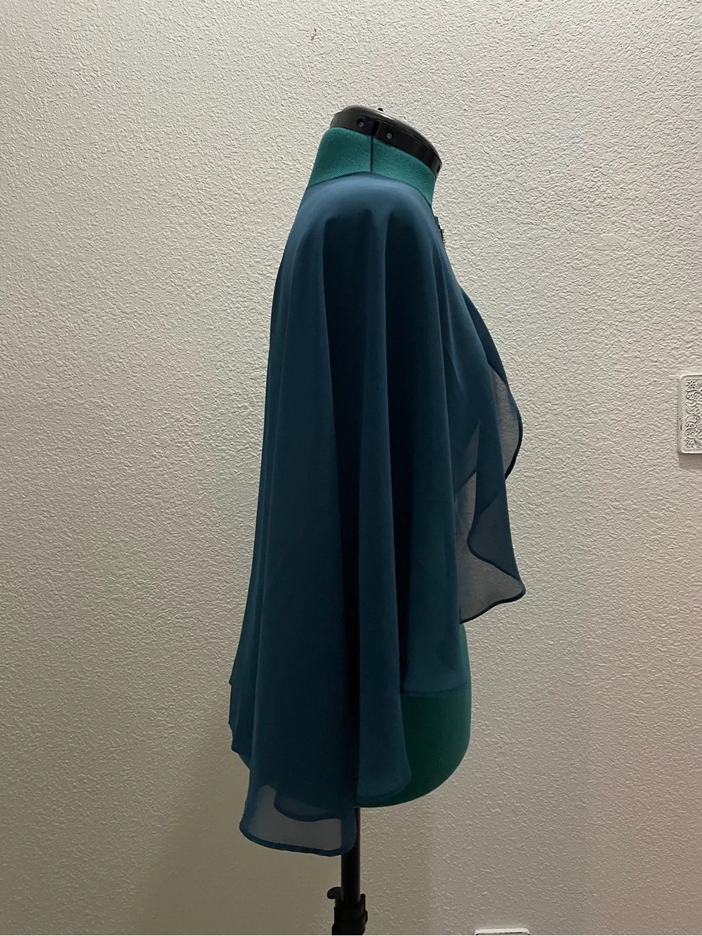 JJs House Teal Layered Chiffon Cape with Brooch